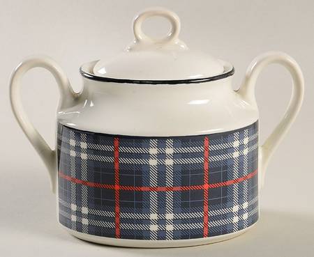 Highland Plaid (Green Black) Sugar Bowl & Lid