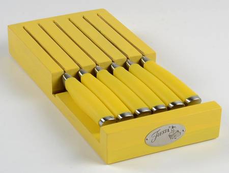 Fiesta Sunflower (Intro 2001) (7 Piece) Steak Knife Set W/Wood Block