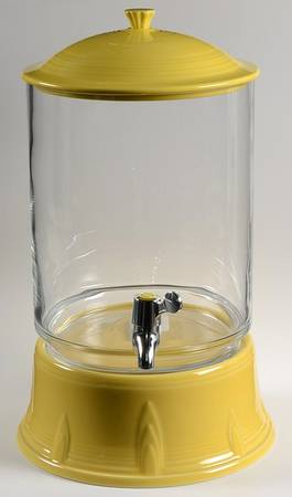 Fiesta Sunflower (Intro 2001) Glass Beverage Dispenser w/Ceramic Lid&Pedstl