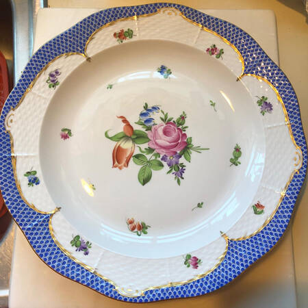 Printemps Blue Border 13" Chop Plate (Round Platter)