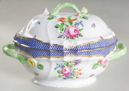Printemps Blue Border Oval Tureen & Lid