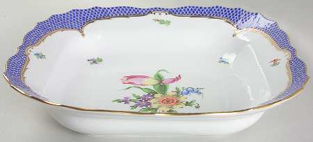 Printemps Blue Border Large Square Fruit Bowl