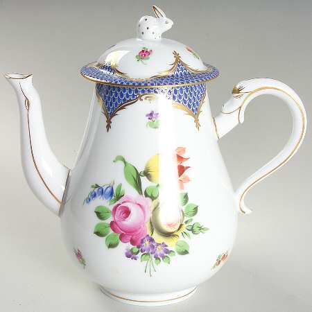 Printemps Blue Border Coffee Pot & Lid