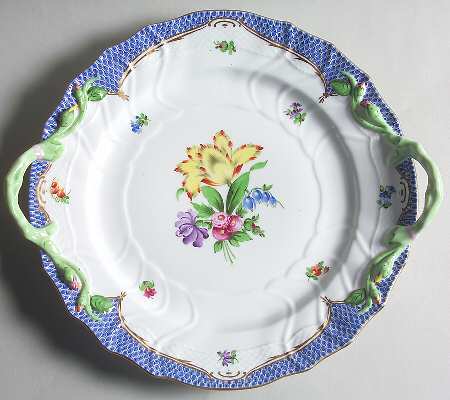 Printemps Blue Border 12" Handled Chop Plate (Round Platter)
