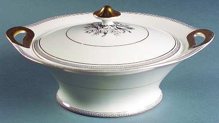 Greek Key Round Covered Vegetable