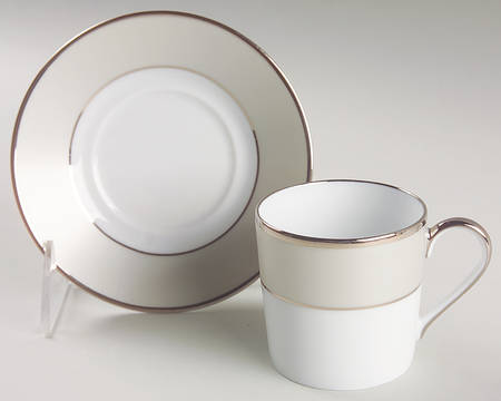 Clair de Lune (No Arches, Gray Matte Rim) Flat Demitasse Cup & Saucer Set