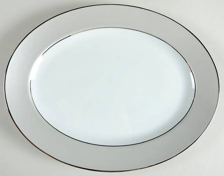 Clair de Lune (No Arches, Gray Matte Rim) 13" Oval Serving Platter