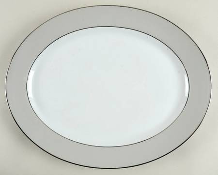 Clair de Lune (No Arches, Gray Matte Rim) 15" Oval Serving Platter