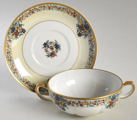 Schleiger 511a Flat Cream Soup Bowl & Saucer Set