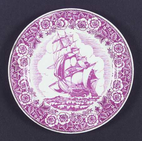 Famous Old Ships Red (Floral Border) by Homer Laughlin 