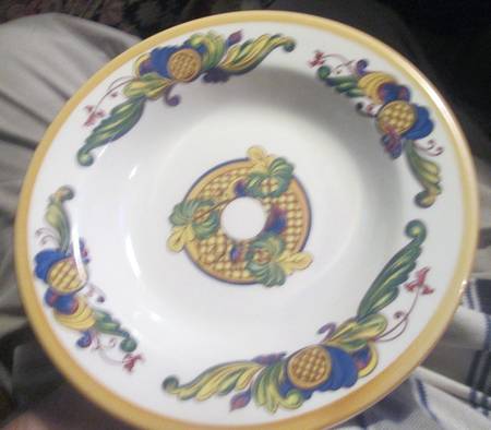 Rosemaling Old Gold Rim Soup Bowl