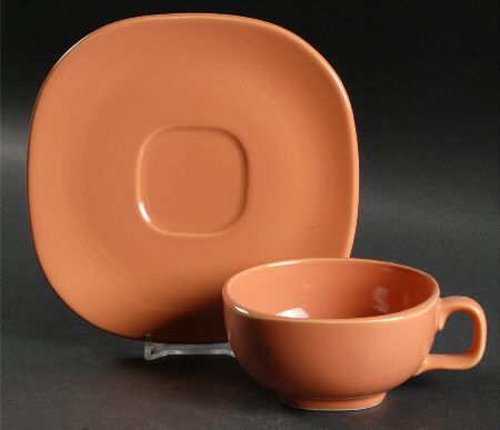 Main Street Peach Flat Cup & Saucer Set
