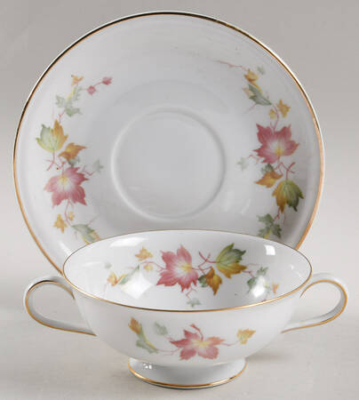 HUT935 Footed Cream Soup Bowl & Saucer Set