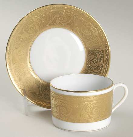Versailles Gold Flat Cup & Saucer Set