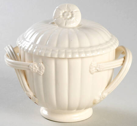 Creamware Solid Sugar Bowl & Lid