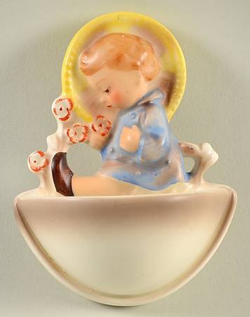 Child with Flowers Holy Water Font Tm2--Holy Water Font, Child With Flowers - Boxed