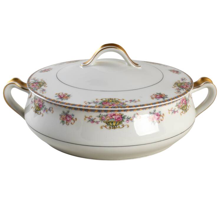 Commodore (Orange Trim) Round Covered Vegetable by Haviland