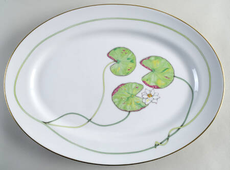 Nil (Gold Trim) 16" Oval Serving Platter