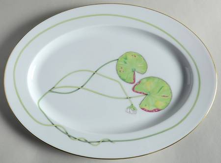 Nil (Gold Trim) 14" Oval Serving Platter