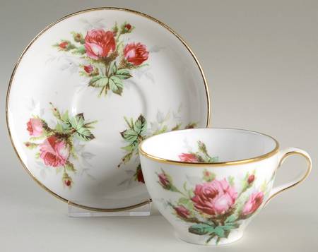 Grandmother's Rose (Smooth) Flat Cup & Saucer Set