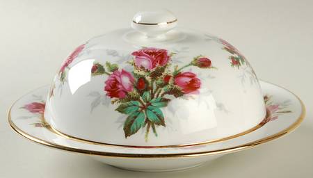 Grandmother's Rose (Smooth) Round Covered Butter