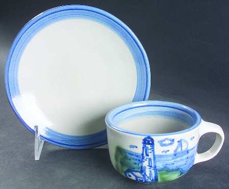 Lighthouse Flat Cup & Saucer Set