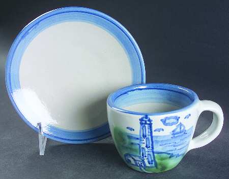 Lighthouse Flat Cup & Saucer Set