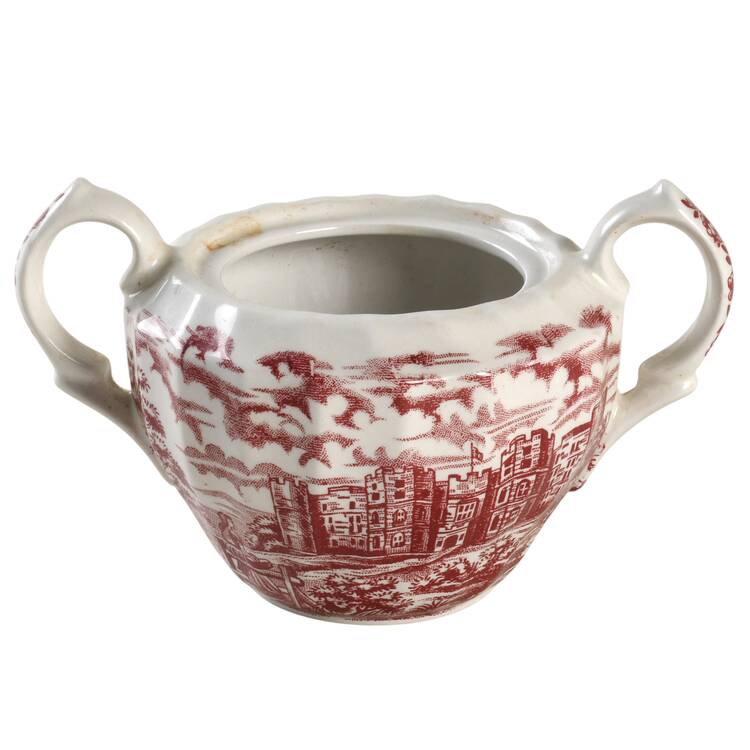 Olde Country Castles Red Sugar Bowl No Lid