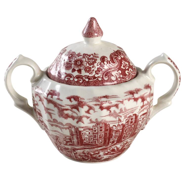 Olde Country Castles Red Sugar Bowl & Lid