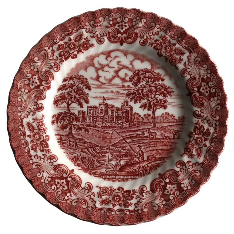 Olde Country Castles Red Salad Plate by Hostess Tableware