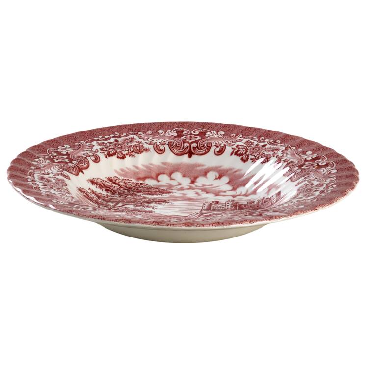 Olde Country Castles Red Large Rim Soup Bowl