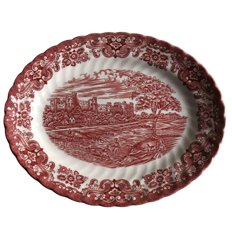 Olde Country Castles Red 11" Oval Serving Platter by Hostess Tableware