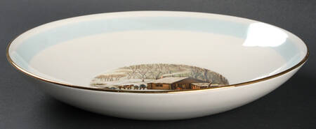 Currier and Ives Blue Band Coupe Soup Bowl