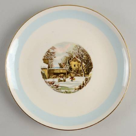 Currier and Ives Blue Band Salad Plate
