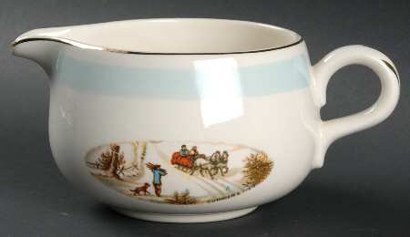 Currier and Ives Blue Band Creamer