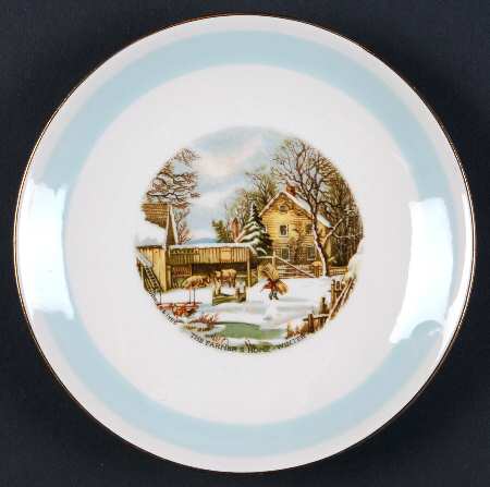 Currier and Ives Blue Band Bread & Butter Plate