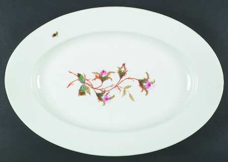 Moss Rose (Green Trim) 19" Oval Serving Platter