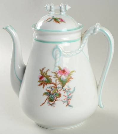 Moss Rose (Green Trim) Coffee Pot & Lid