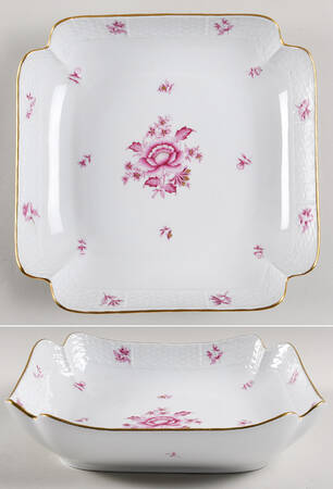 Nanking Bouquet Pink (NBP) 10" Square Large Fruit Bowl by Herend