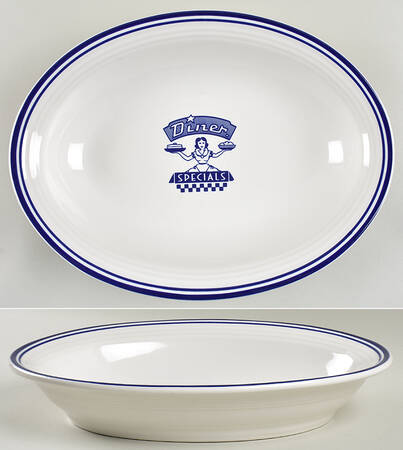 Fiesta Diner Cobalt 12" Oval Vegetable Bowl by Homer Laughlin 