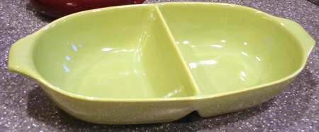Malibu Modern Chartreuse 14" Oval Divided Vegetable Bowl