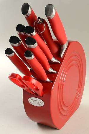 Fiesta Scarlet (Intro 2004) (11 Piece) Knife Set with Wood Knife Block