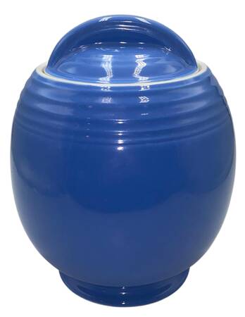 Cadet Blue Five Band Cookie Jar and Lid