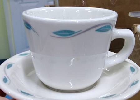 Grecian Green Flat Cup & Saucer Set
