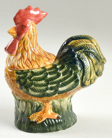 Rooster Figural Sugar Bowl & Lid