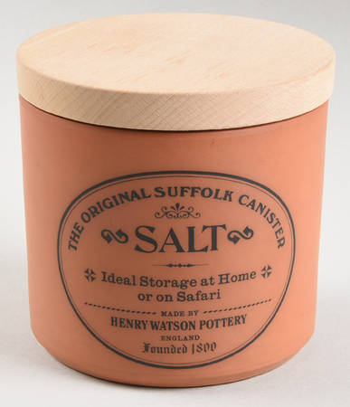 The Original Suffolk (Terra Cotta) Salt Canister & Wood Lid