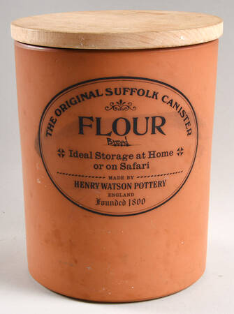 The Original Suffolk (Terra Cotta) Flour Canister & Wood Lid