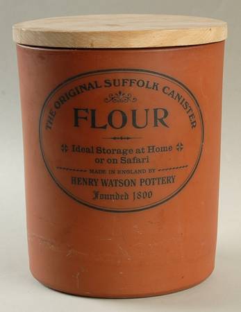 The Original Suffolk (Terra Cotta) Flour Canister & Wood Lid