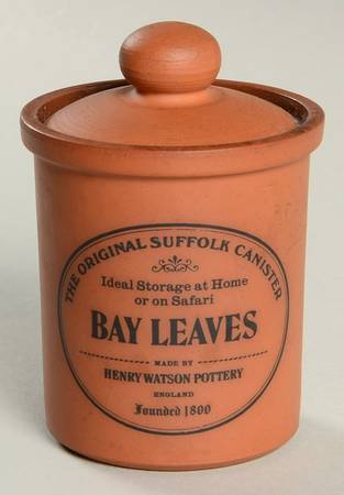 The Original Suffolk (Terra Cotta) Bay Leaf/Leaves Spice Jar & Lid