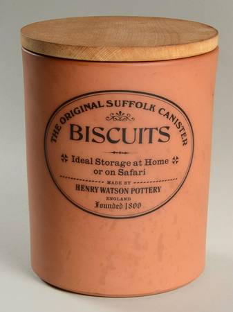 The Original Suffolk (Terra Cotta) Biscuit Canister & Wood Lid